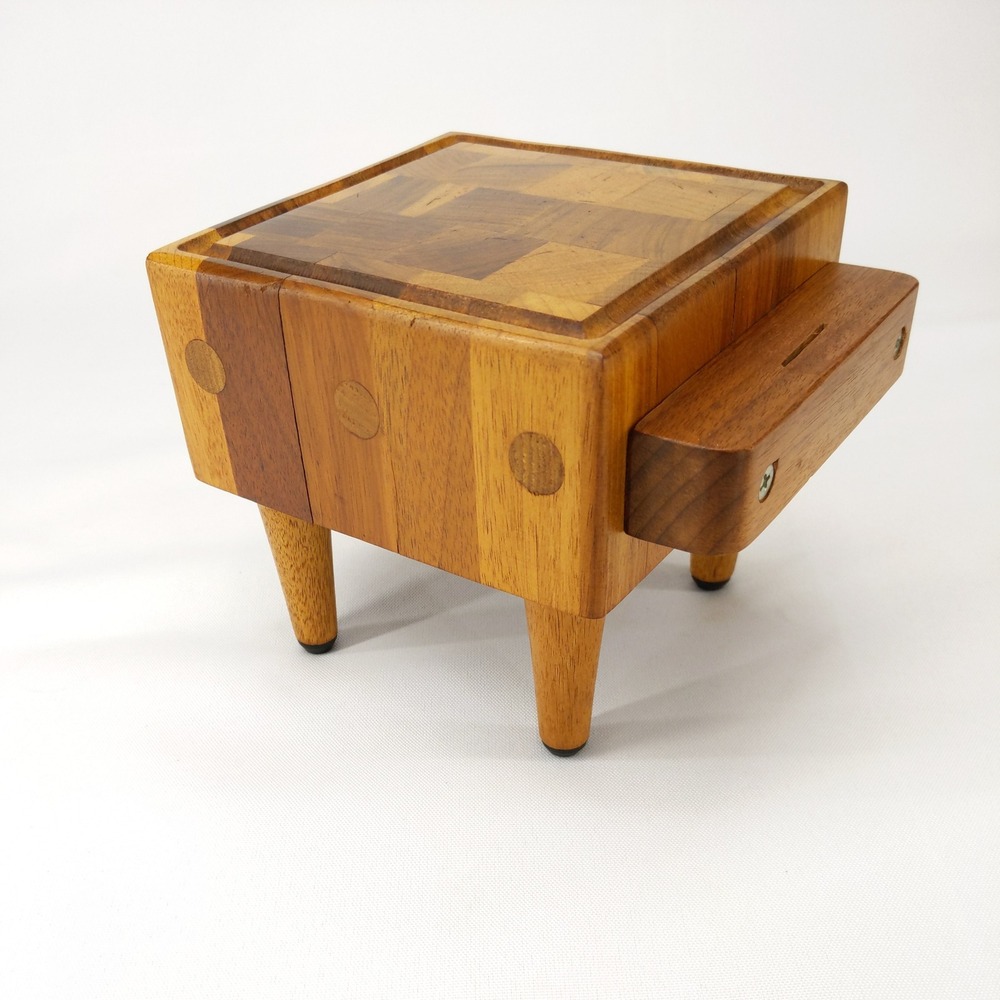vtg Napco Miniature Cutting Board Brown Wood Butcher Block Appetizer Stand Japan